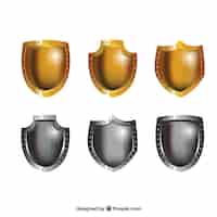 Free vector metallic shields