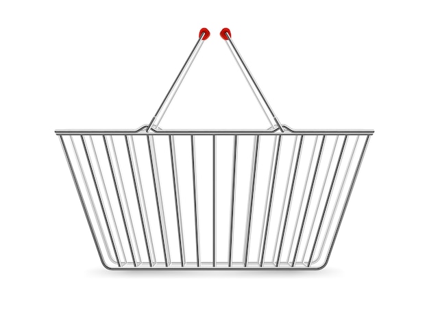 Metallic Shopping Basket Empty Realistic Pictogram