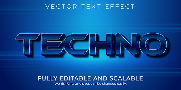 Metallic techno text effect, editable shiny and elegant text style