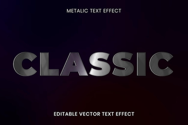 Metallic text effect vector editable template