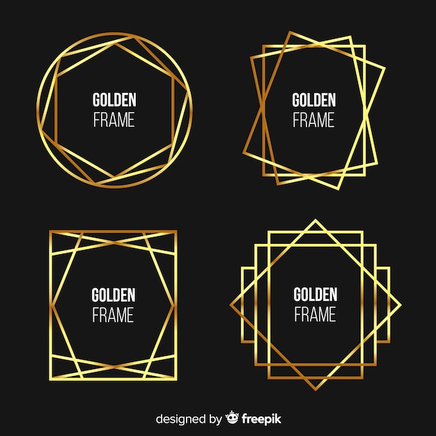 Free vector metallic texture gold frame set