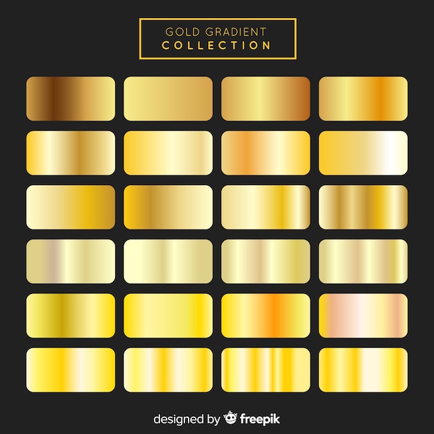 Free vector metallic texture gold gradient set