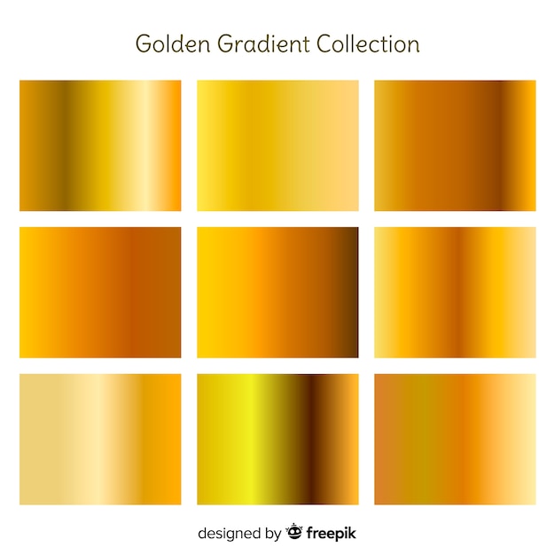 Бесплатное векторное изображение Набор металлических градиентов текстуры золота