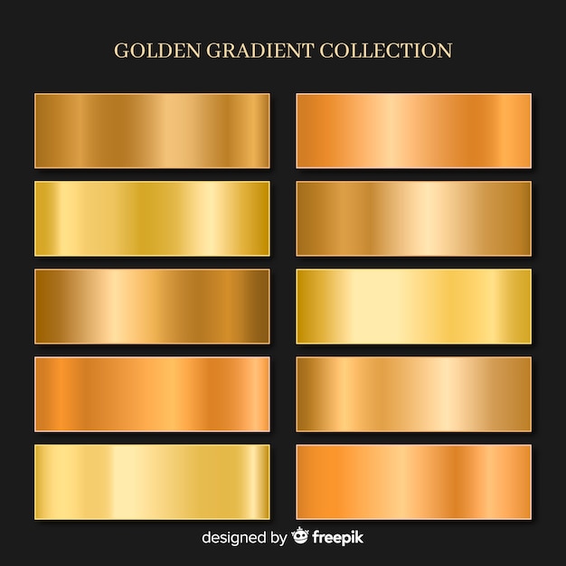 Metallic texture gold gradient set Free Vector