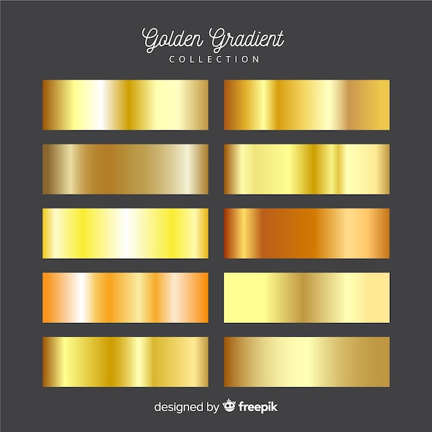 Free vector metallic texture gold gradient set