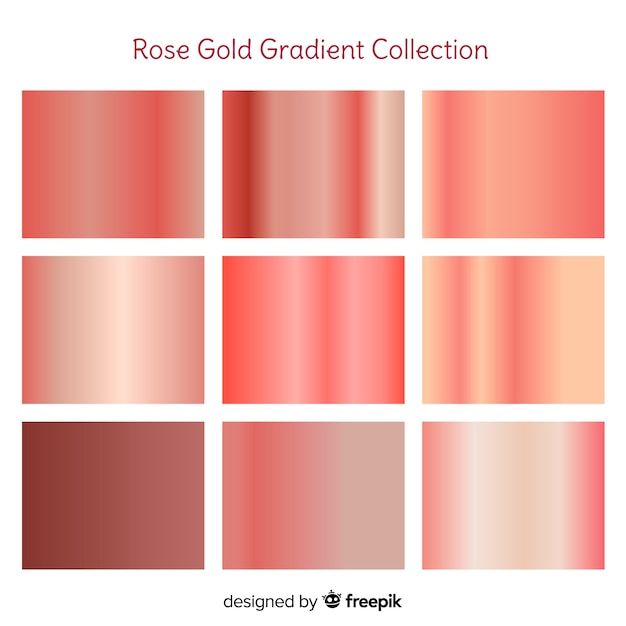 Free vector metallic texture rose gold gradient set