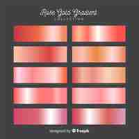 Free vector metallic texture rose gold gradient set