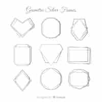 Free vector metallic texture silver frame set