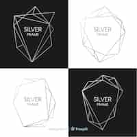 Free vector metallic texture silver frame set