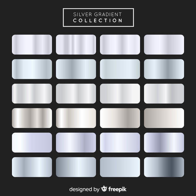 Free vector metallic texture silver gradient set