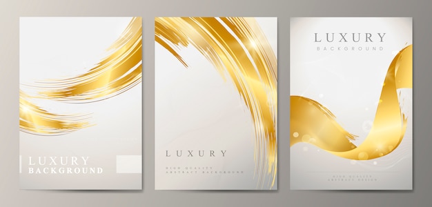 Metallic wave abstract brochure set Free Vector