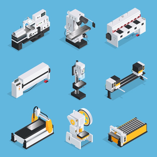 Free vector metalworking machines isometric set