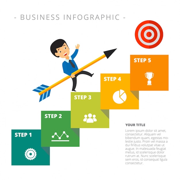 Free vector metaphor chart with five steps template