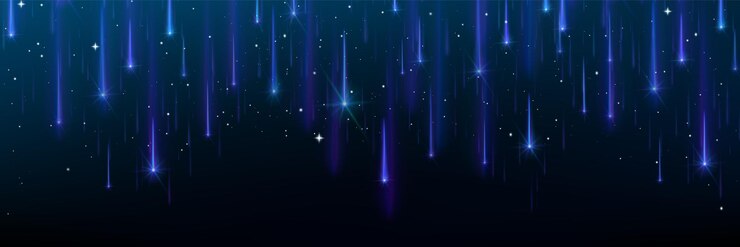 Free Vector meteor shower background with blue shooting stars