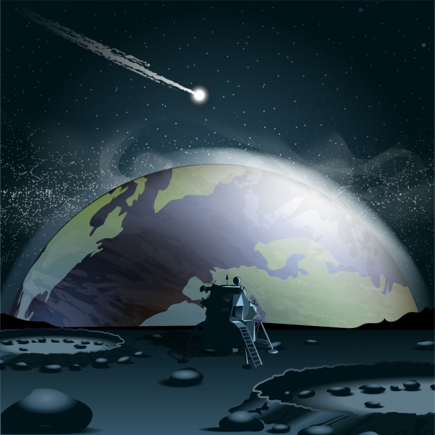 Free Vector meteorite on a planet