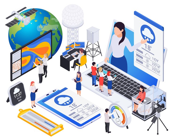 Free Vector meteorology weather forecast isometric illustration