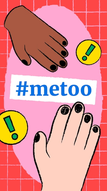 #metoo 운동 instagram 이야기 템플릿, 화려한 디자인 벡터의 펑키 낙서