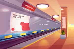 Бесплатное векторное изображение Метро, пустая платформа метро