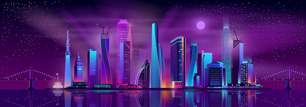 Metropolis nightlife cartoon background