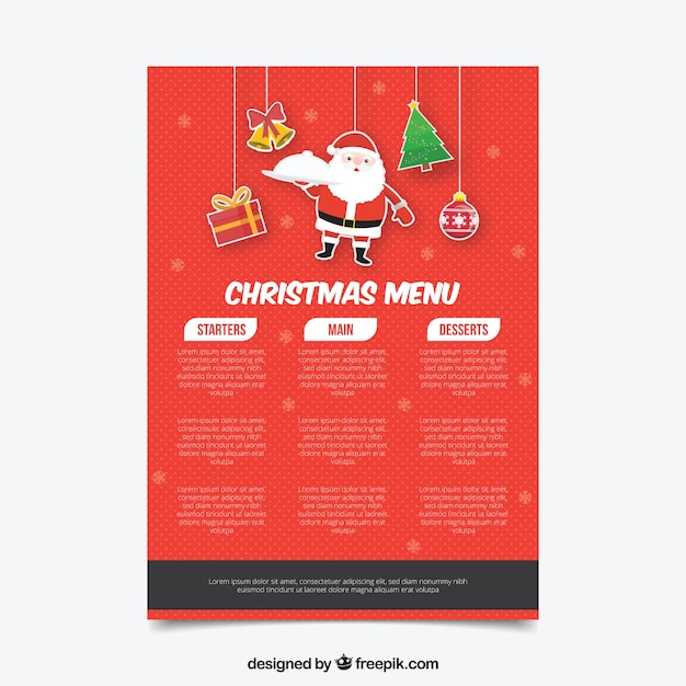 Free vector meú with christmas elements