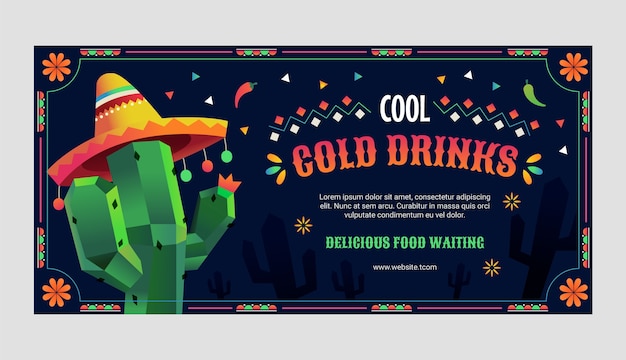 Free vector mexican bar menu horizontal banner