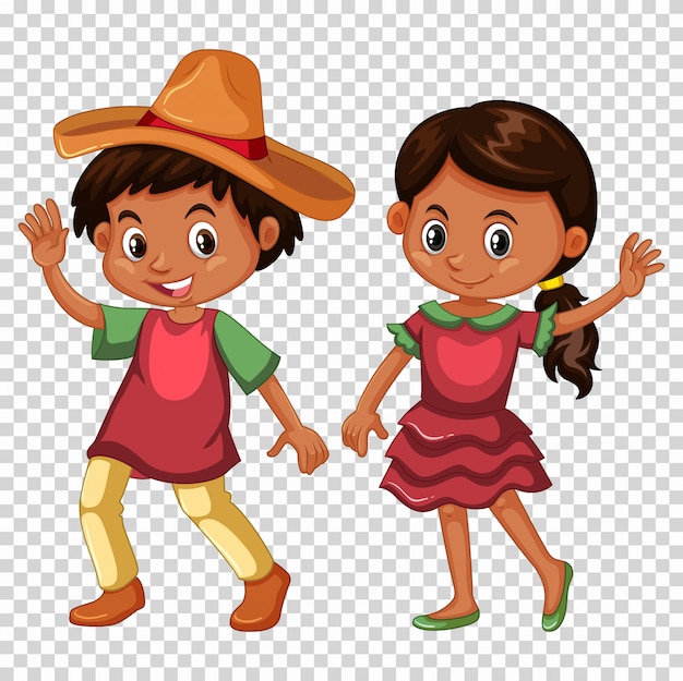 Free vector mexican boy and girl in costume