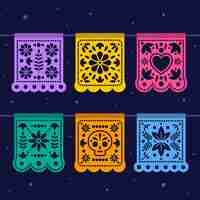 Free vector mexican bunting collection in different colors