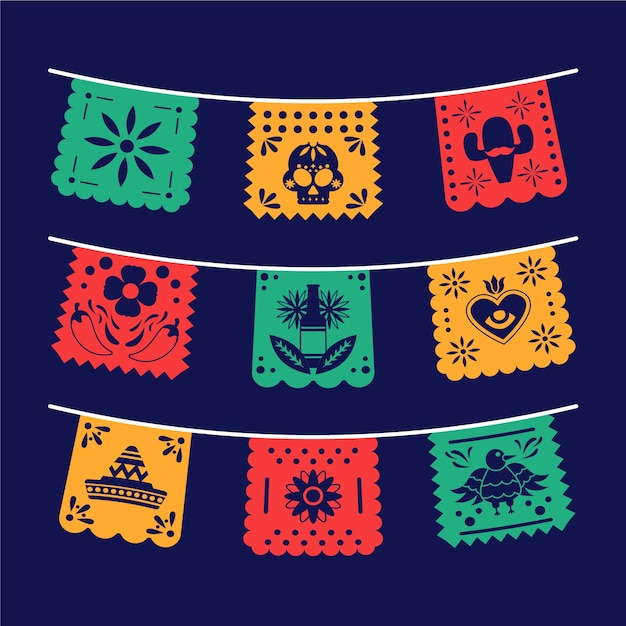 Free vector mexican bunting collection