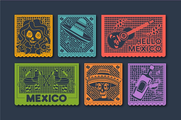 Free vector mexican bunting collection