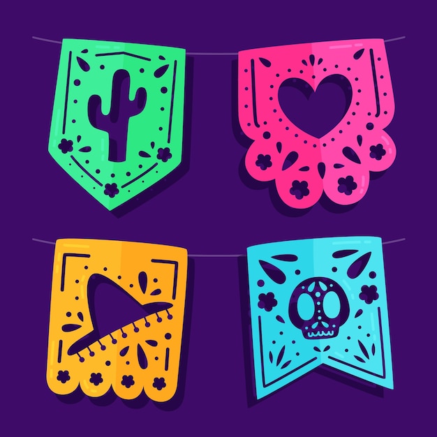 Free vector mexican bunting collection