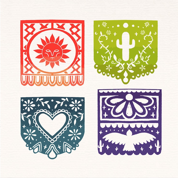 Free Vector mexican bunting set style