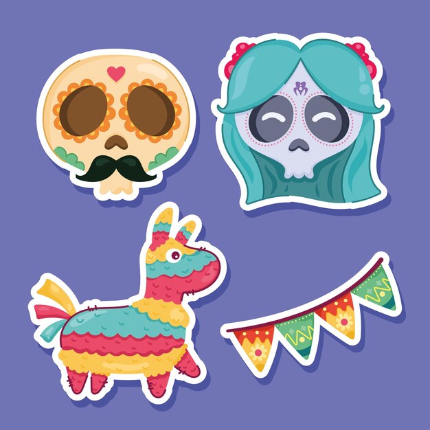 Mexican celebration four icons