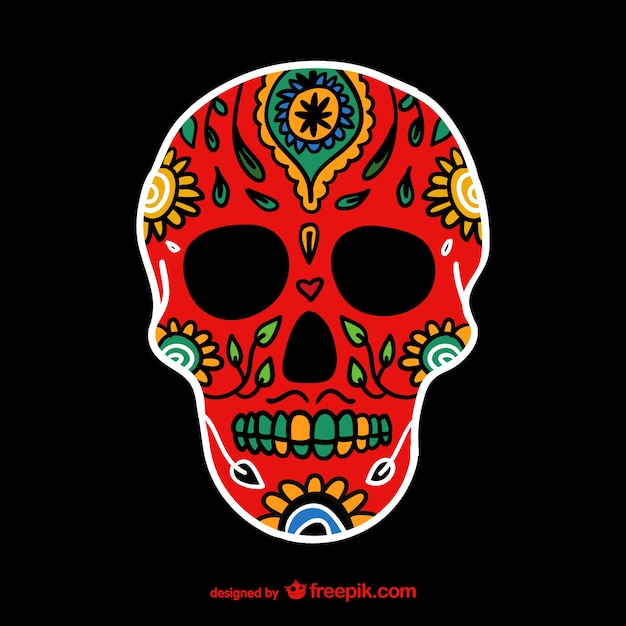 Vettore gratuito messicano colorato cranio
