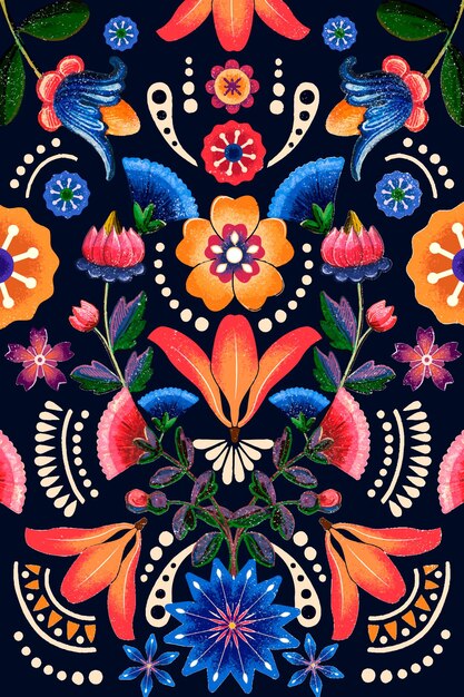 Мексиканский этнический цветочный узор вектор