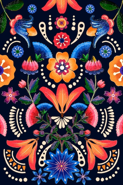 Mexican ethnic flower pattern vector