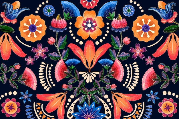 Mexican ethnic flower pattern vector