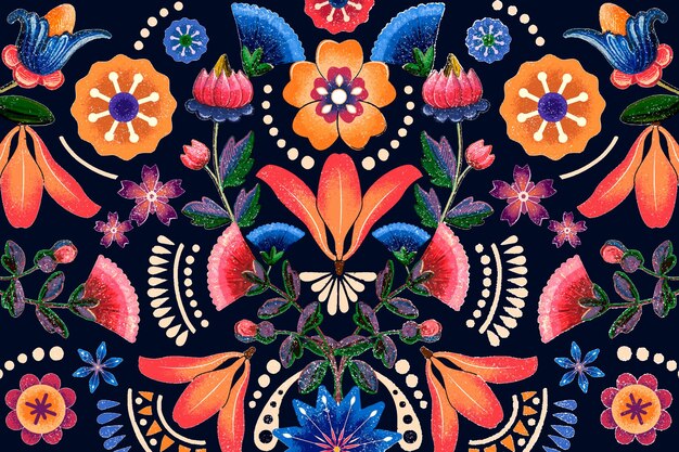 Мексиканский этнический цветочный узор вектор