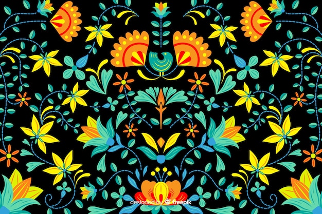 Mexican floral embroidery background