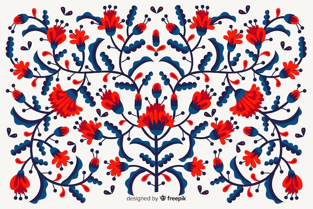 Бесплатное векторное изображение Мексиканский цветочный фон вышивки