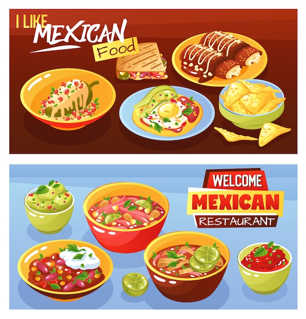 Мексиканская еда Баннеры