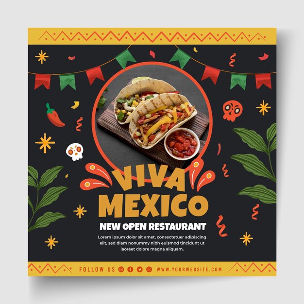 사진과 함께 멕시코 음식 전단지 템플릿