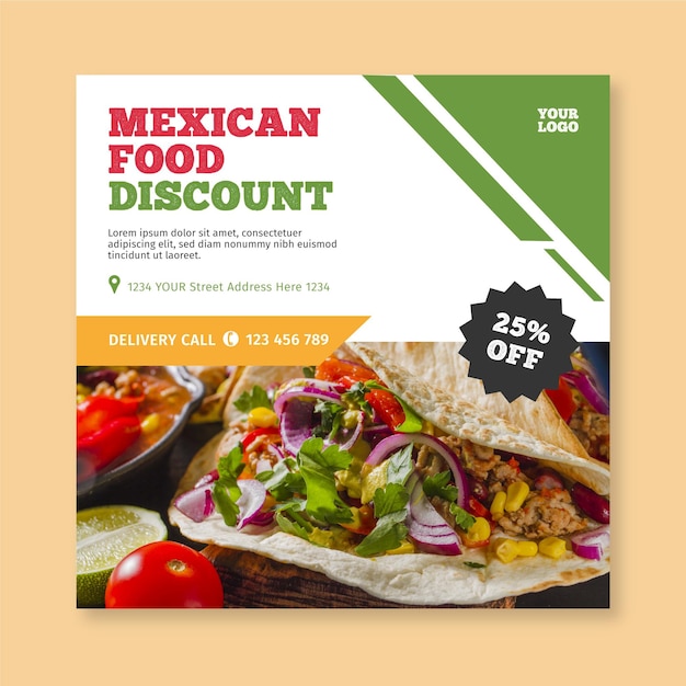 Free vector mexican food flyer template