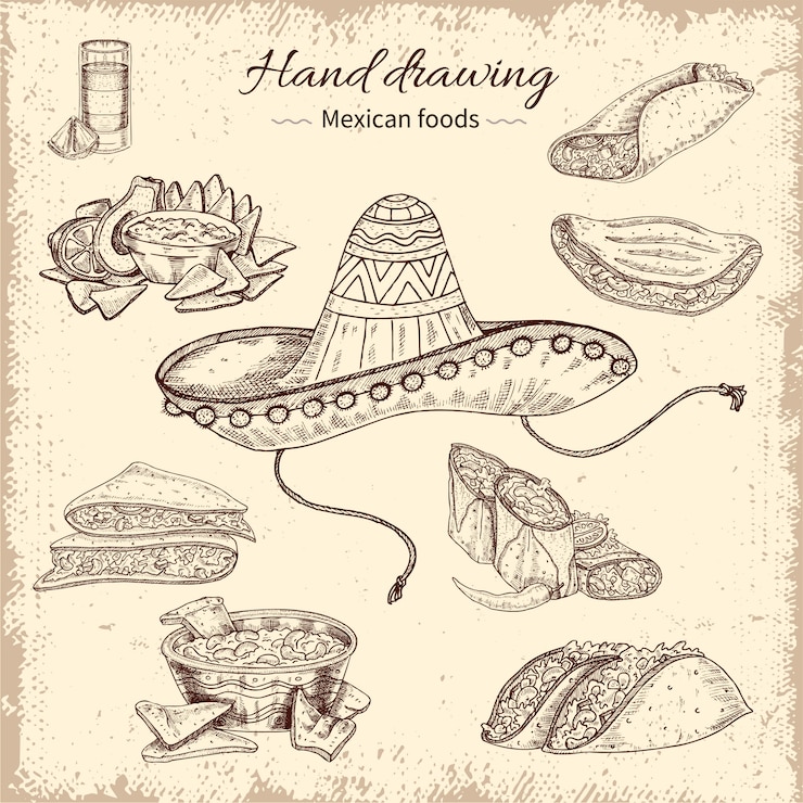 Free Vector mexican food hand drawn design