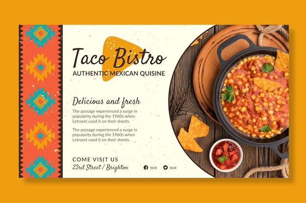 Free vector mexican food horizontal banner template