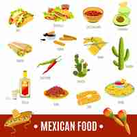 Free vector mexican food icon set