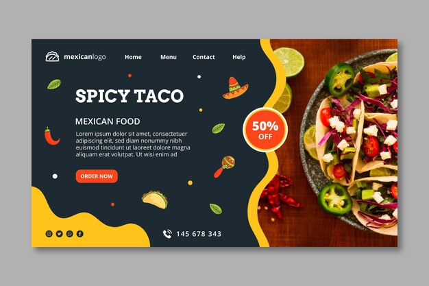 メキシコ料理のランディングページテンプレート