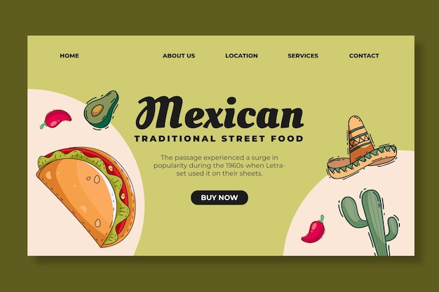 Free Vector mexican food landing page template