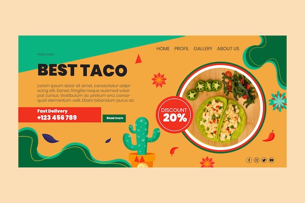 無料ベクター メキシコ料理のランディングページ