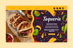 Free vector mexican food landing page