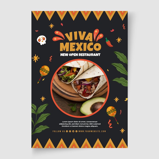 Шаблон плаката мексиканской кухни с фото